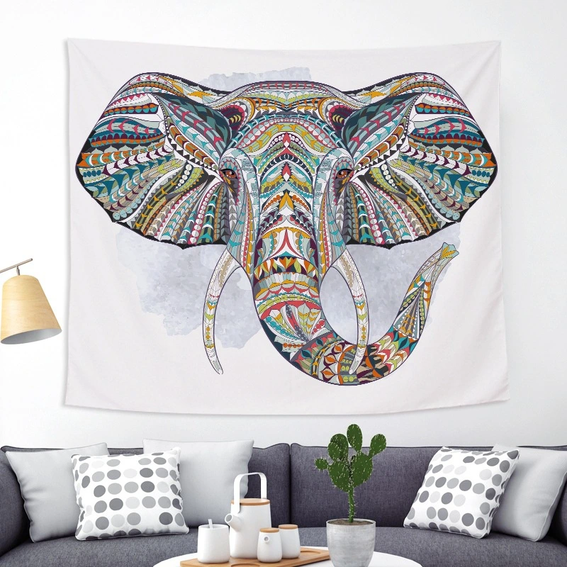 Colorful Elephant Peach Skin Tapestry Fabric Wall Decoration Hanging Cloth