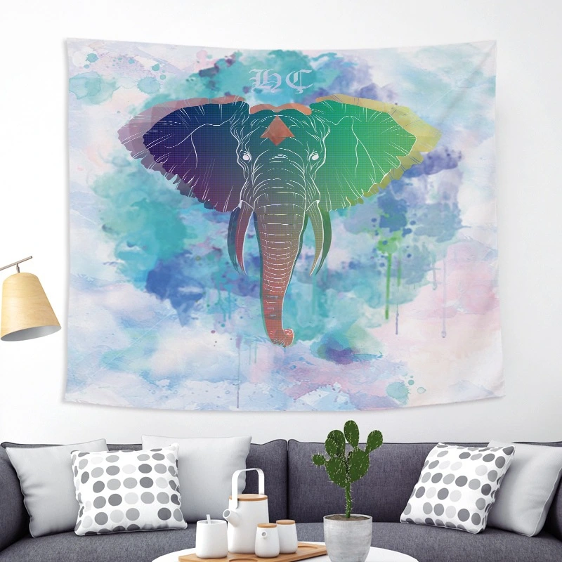 Colorful Elephant Peach Skin Tapestry Fabric Wall Decoration Hanging Cloth