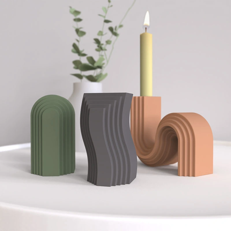 Creative Striped Candle Holder Mould