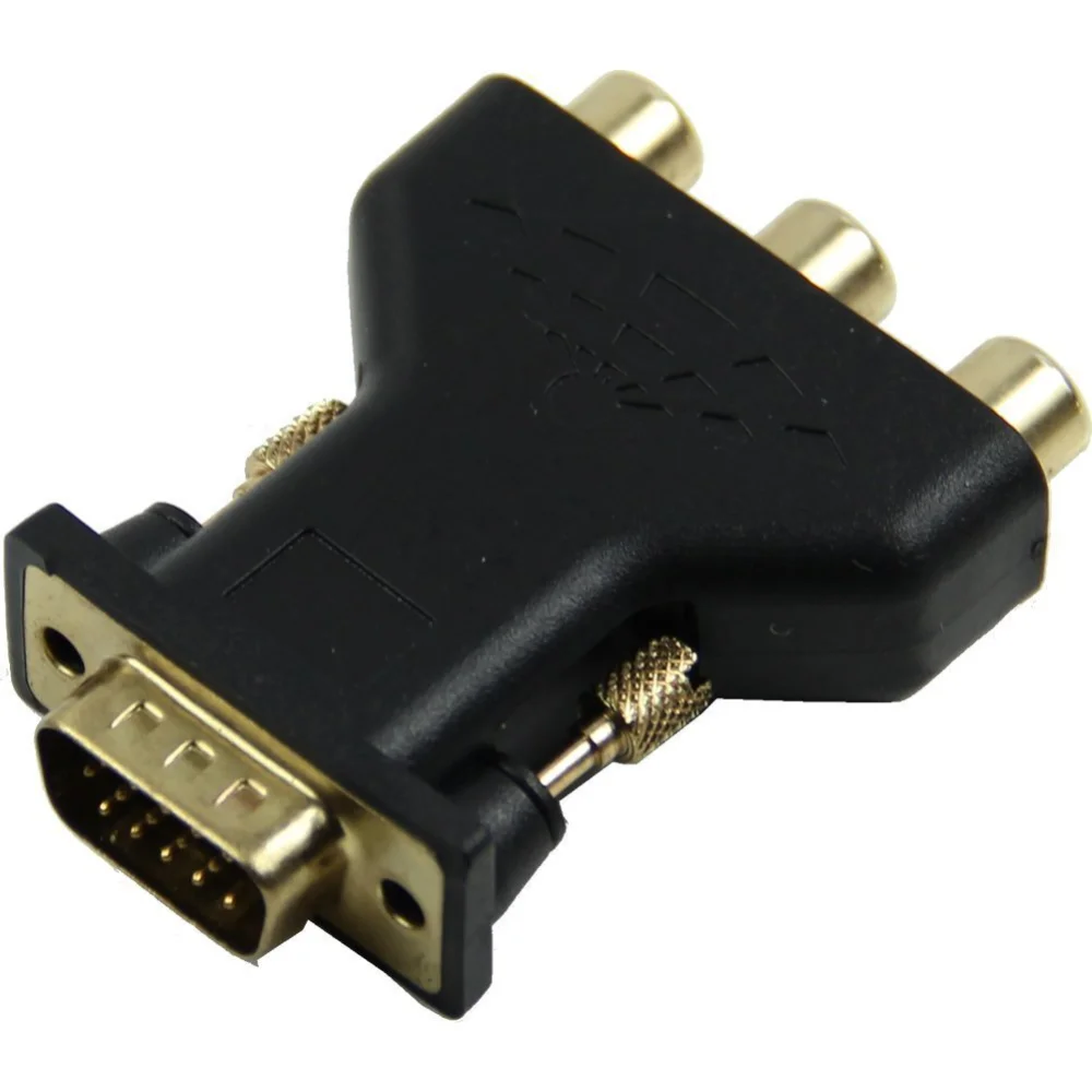 15 Pin VGA Male To 3 RCA Female M F Adapter Connecter Conve