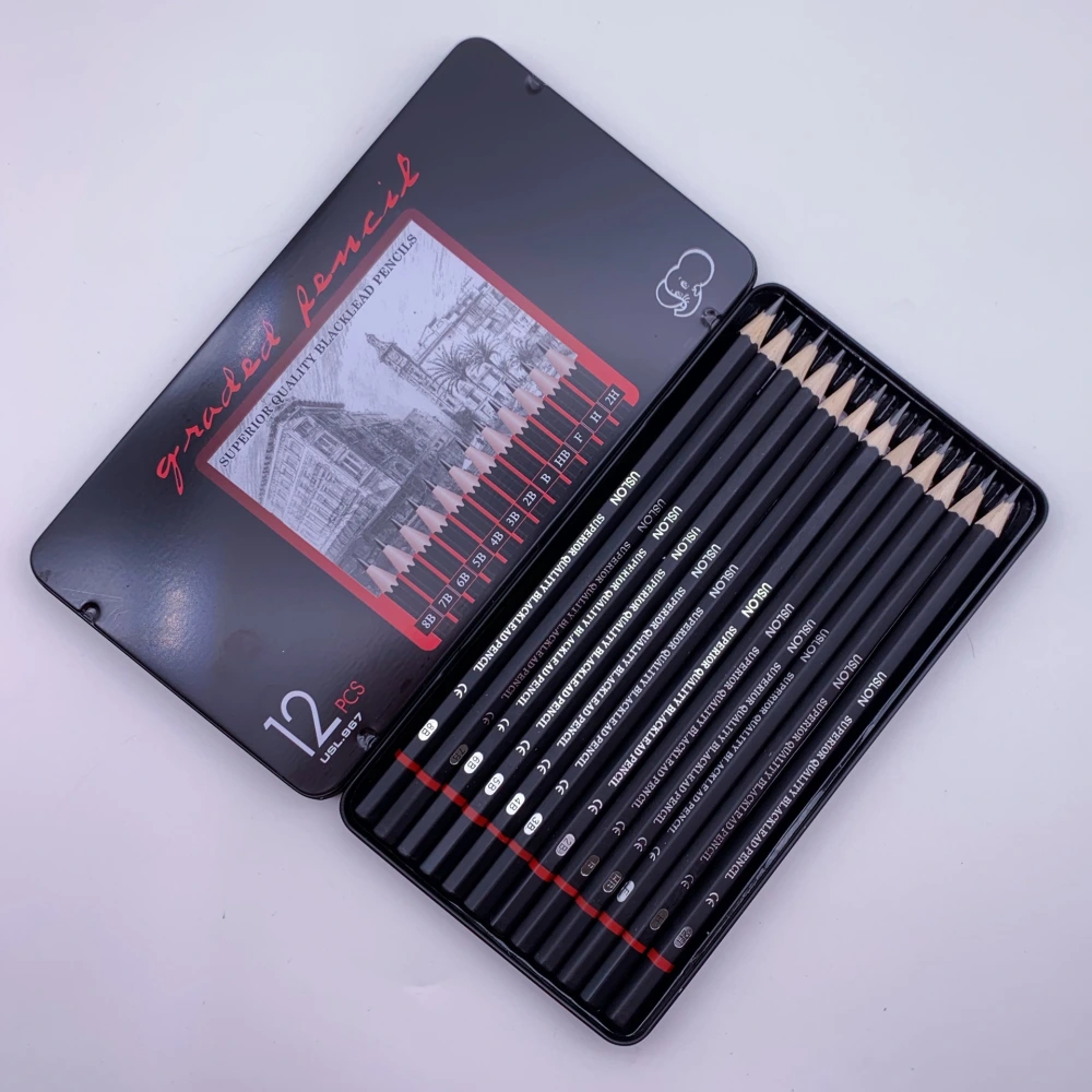 Sketch Pencil Set 12 Pcs Set In Iron Box