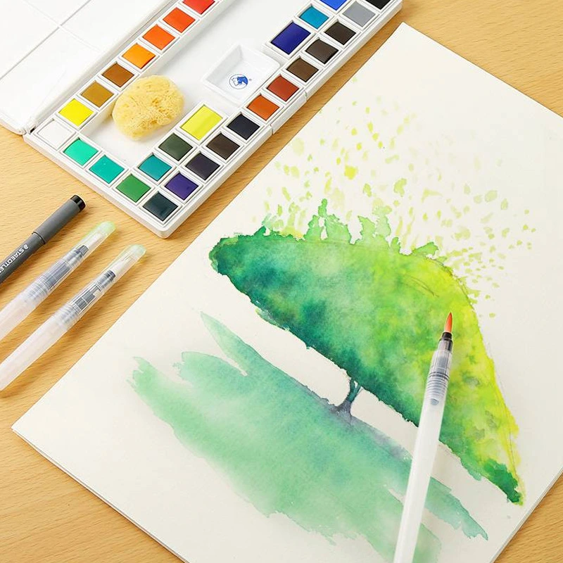 Hand-painted Thick And Thin Lines In Watercolor Paper Cotton Pulp