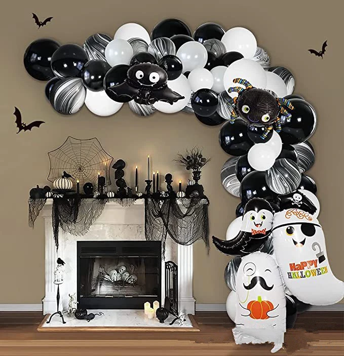 Halloween White Black Gray Latex Balloon Garland Set