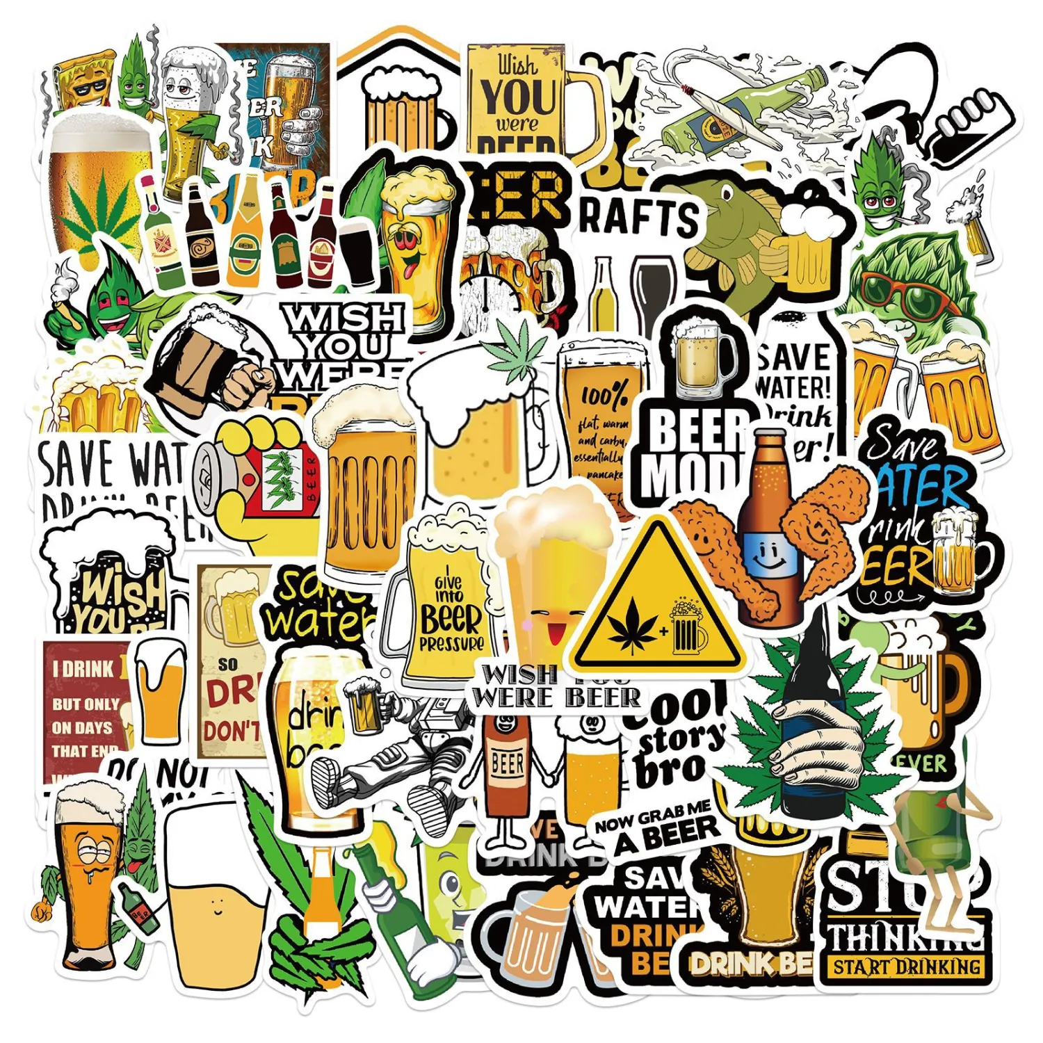 50 Funny Beer Graffiti Stickers To Decorate Luggage Trolley Cases