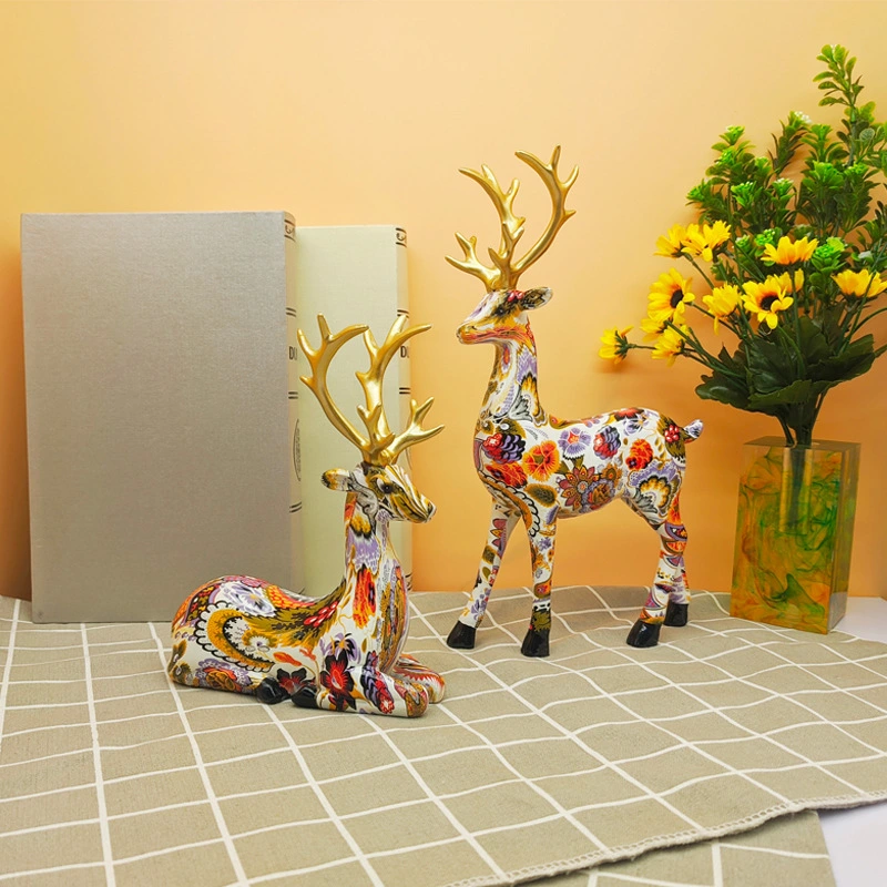 Resin Crafts Water Transfer Colorful Deer Ornaments