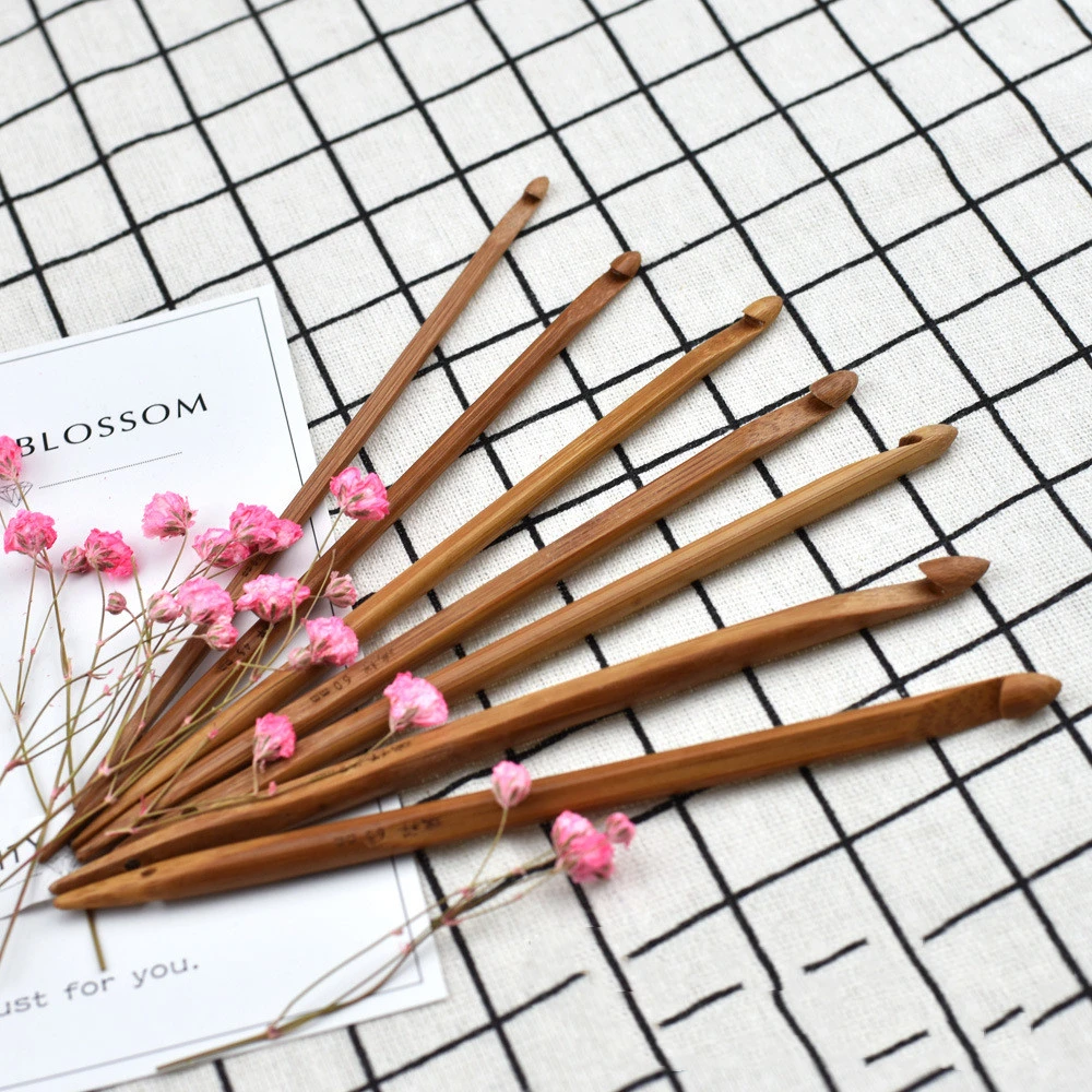 Set Of 7 Bamboo Stick Crochet Hooks