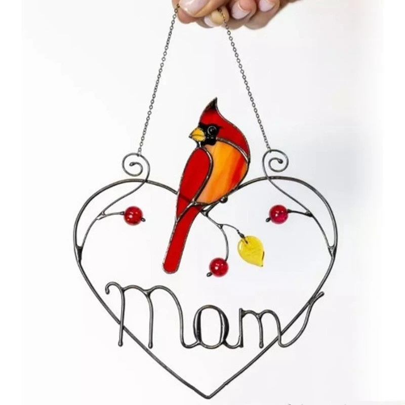 Window Ornaments Window Cardinal Bird Metal Hollow Glass Ornaments