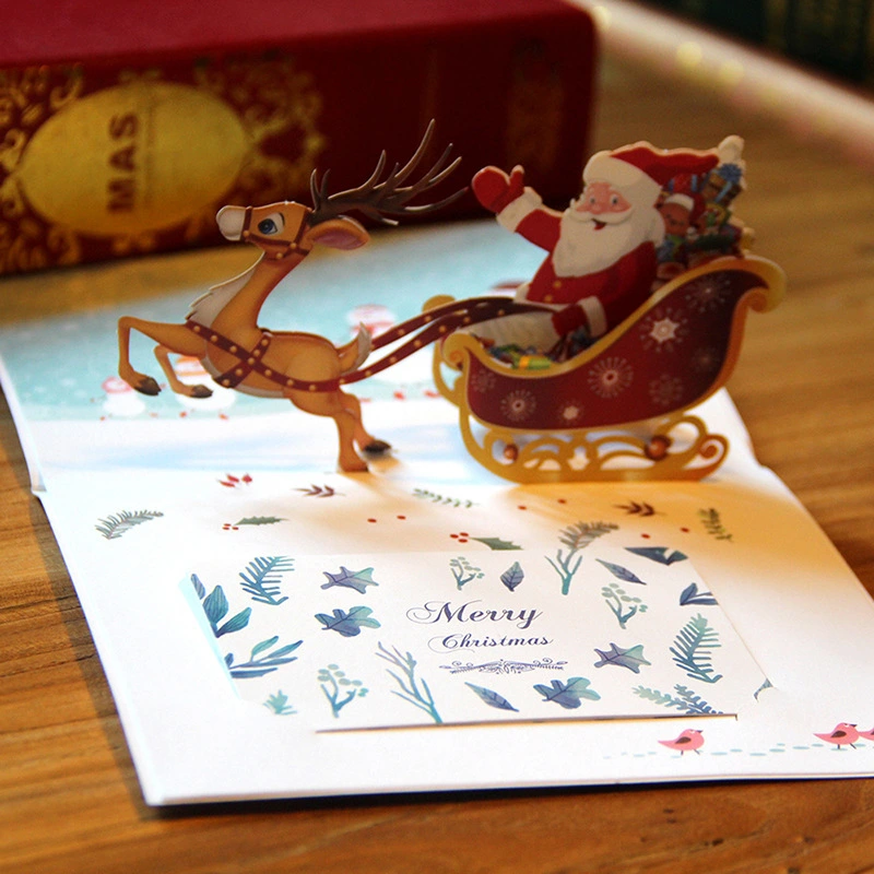 3D Christmas Pop-up Greeting Card Deer Cart