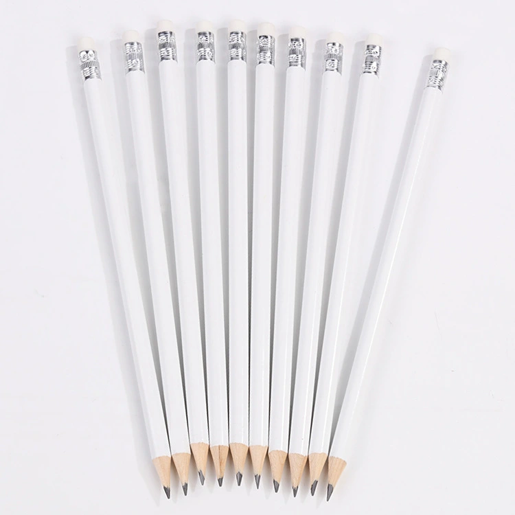 Primary School Stationery Set White Round Rod With Eraser Pencil