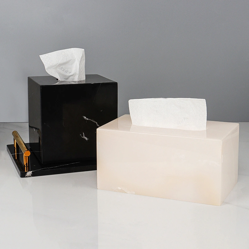 Household Living Room Natural Marble Tissue Box