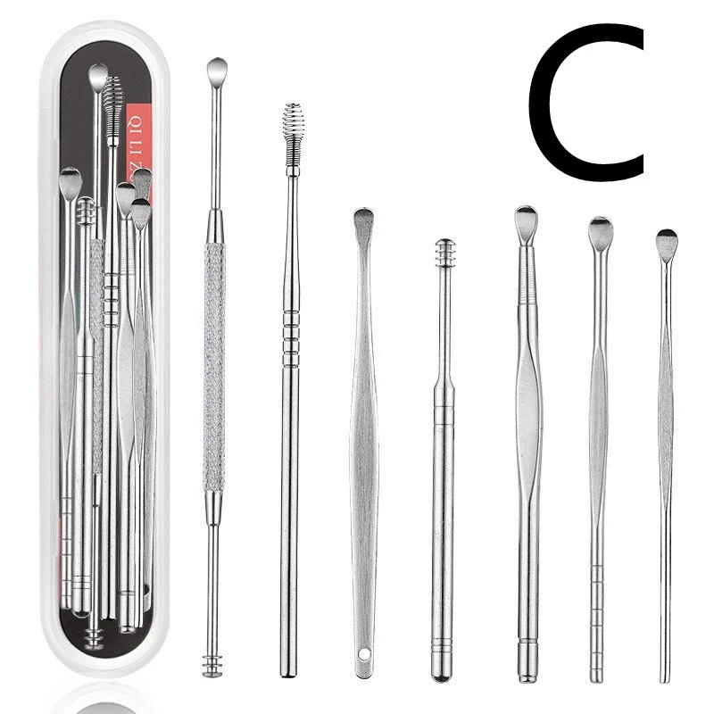 Stainless Steel Double-headed Rotating Ear Pick Spring Set