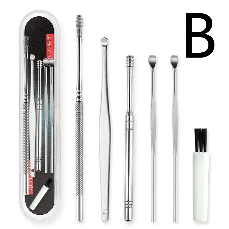 Stainless Steel Double-headed Rotating Ear Pick Spring Set