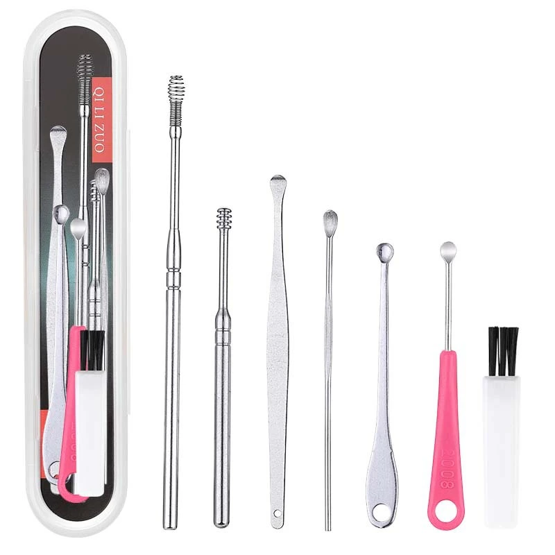 Stainless Steel Double-headed Rotating Ear Pick Spring Set