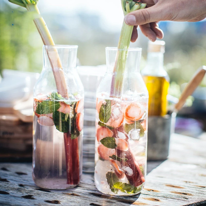 Toughened Glass Carafe With Lid And Large Capacity Cold Water Bottle With Cork