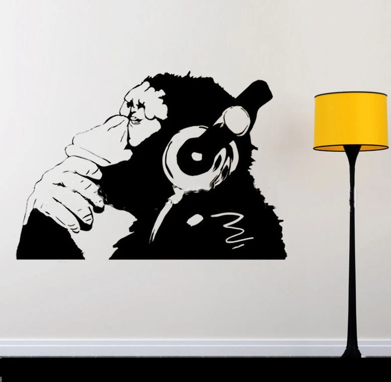 Orangutan With Headset To Listen To Music Wall Stickers Home Removable PVC Stickers