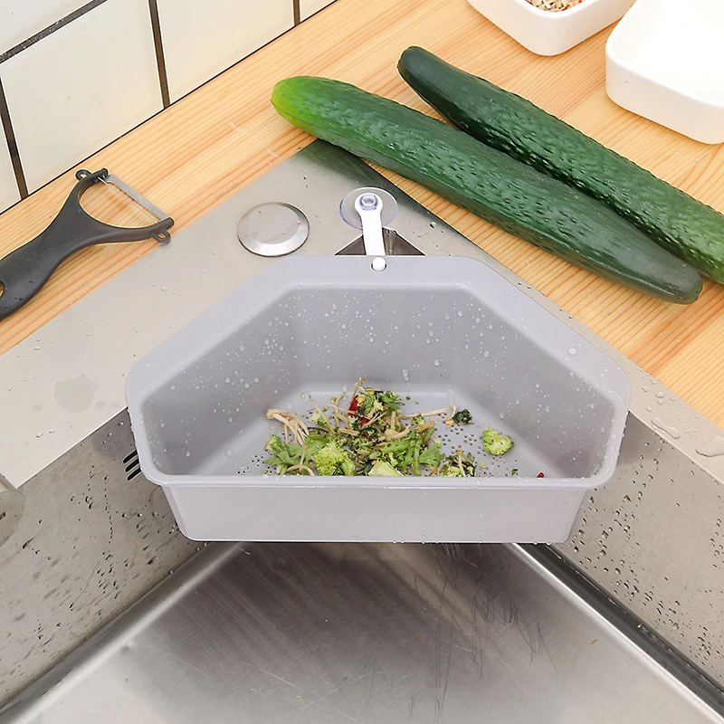 Sink Triangle Shelf Drain Basket Suction Cup Type Without Perforation