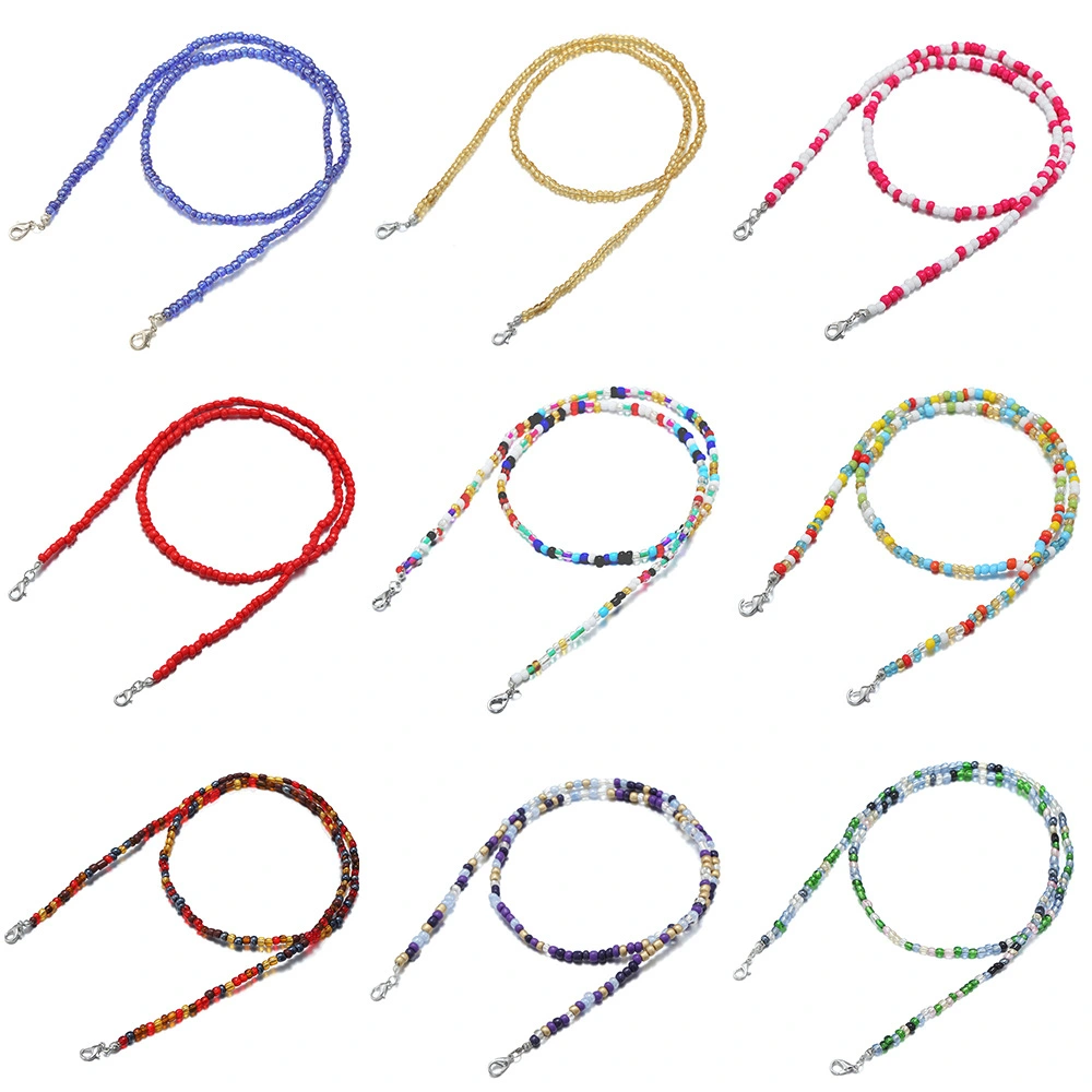 Colorful Rice Bead Mixed Color Mask Non-slip Rope Hanging Neck Lanyard