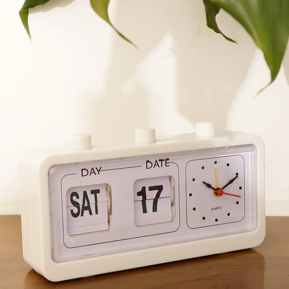 Retro Watch Automatic Flip Clock Non-ticking Calendar Clock With Date Display