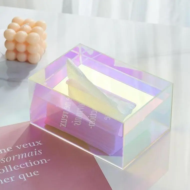 Creative Simple Transparent Tissue Box Desktop Square Storage