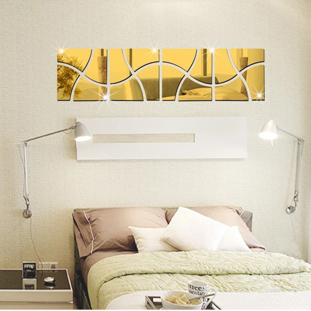 3D Stereo Mirror Wall Stickers Geometric Mosaic Decoration