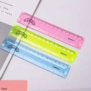 15CM Straightedge Soft Ruler Bendable Transparent Plastic Ruler Color Student Stationery Cute