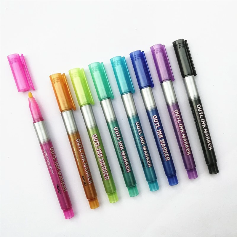 8-color Double Line Outline Pen Marker Color Student DIY