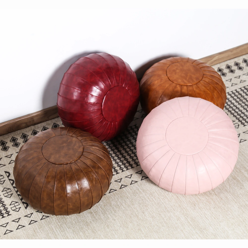 Floor Cushion Leather Futon Coffee Table  Stool Bay Window Round Cushion Batch Leather Cushion Cover