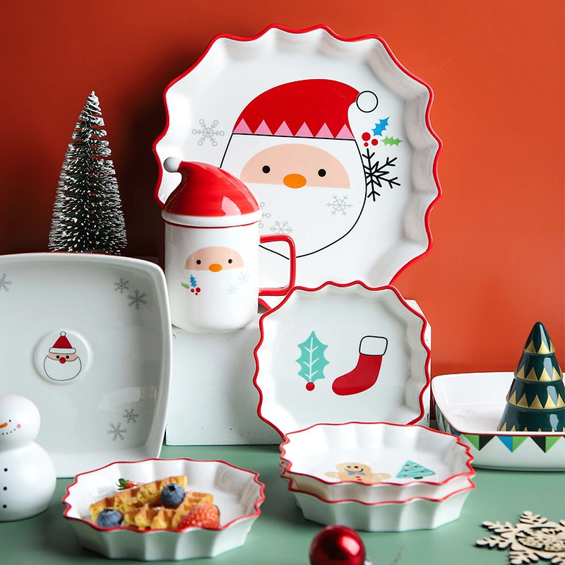 Creative Retro Christmas Cute Tableware Household Ceramic Plate