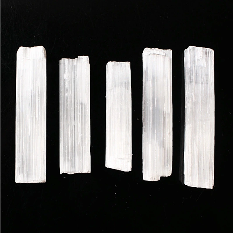 Natural White Gypsum Stone Single Crystal Columnar Gravel Ornaments