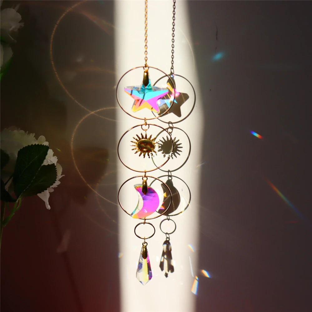 Crystal Wind Chimes Garden Moon Five-pointed Star Sun Wind Chimes