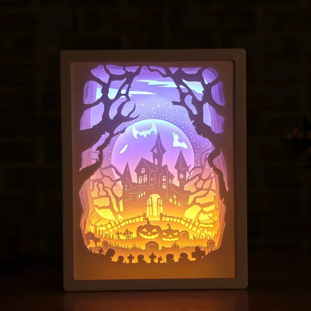 3D Three Dimensional Paper Carving Lights Brilliant Elk