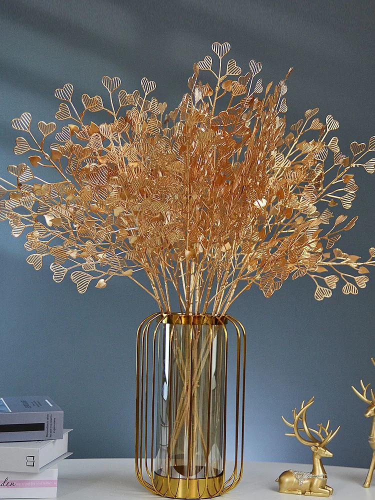 Simulation Eucalyptus Ginkgo Leaf Golden Flower Arrangement