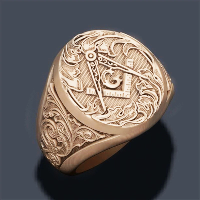 Men's Stainless Steel Masonic Ring Retro Punk