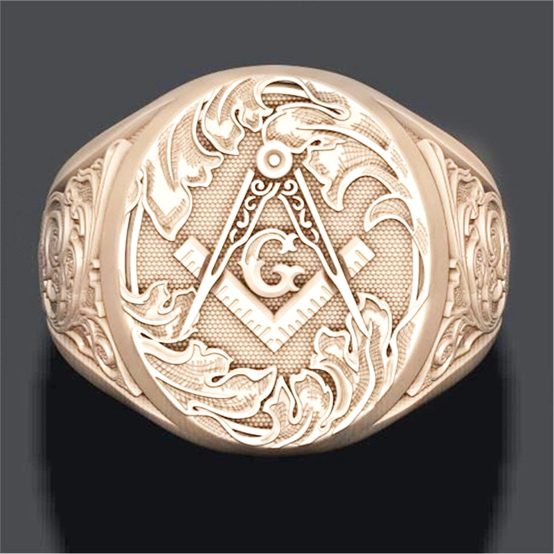 Men's Stainless Steel Masonic Ring Retro Punk