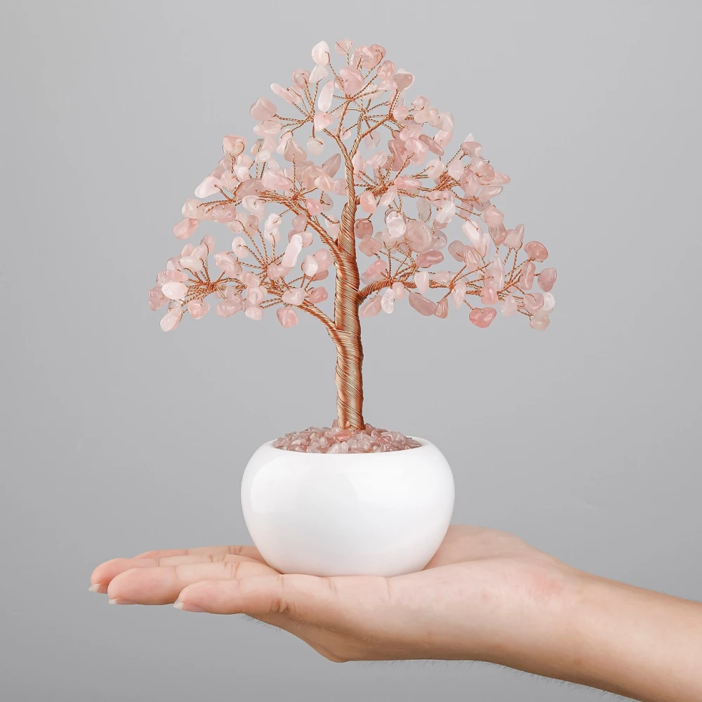 Crushed Stone Winding 22 Branches White Ceramic Round Bowl Pedestal Small Tree Ornaments