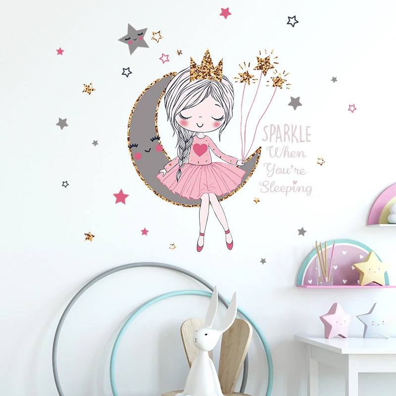 Fan Xi Little Princess Moon Girl Bedroom Entrance Beautification Decorative Wall Sticker