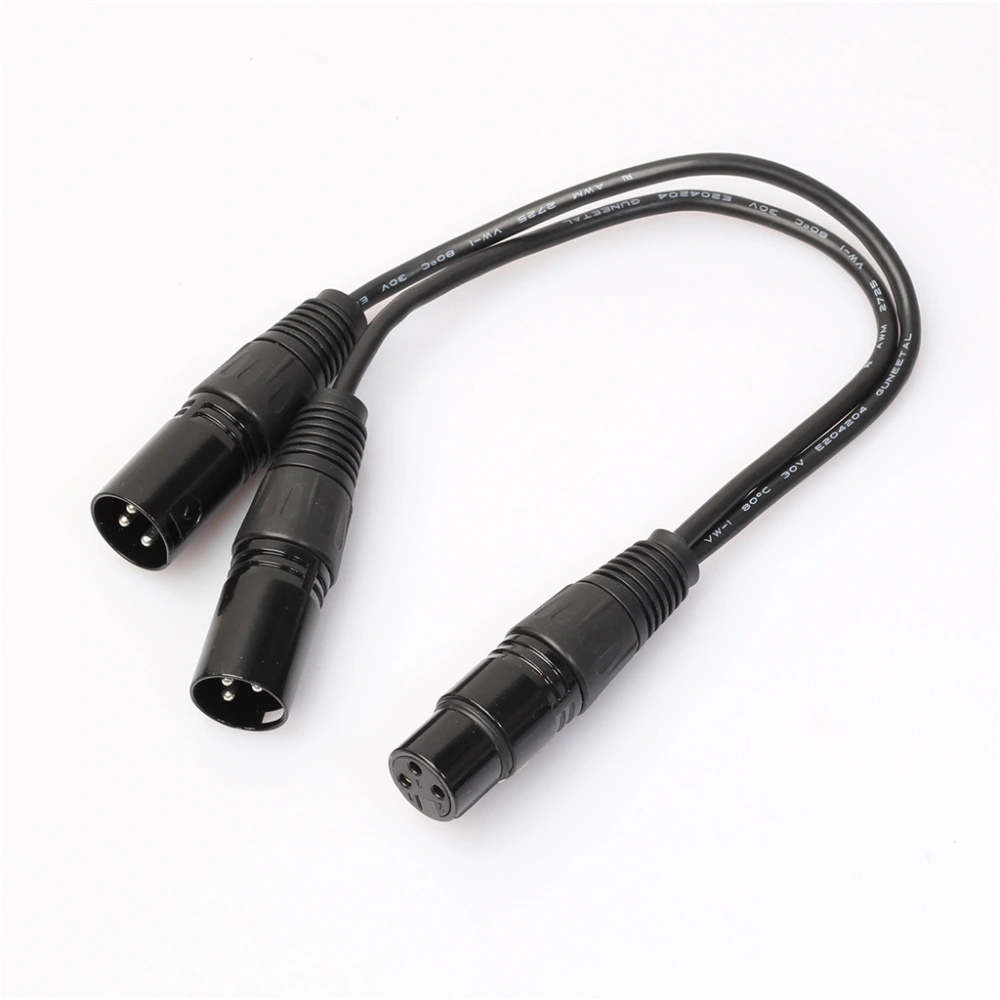 0.3m Black Zinc Alloy Mother To Dual Male One-to-two Audio Adapter Cable