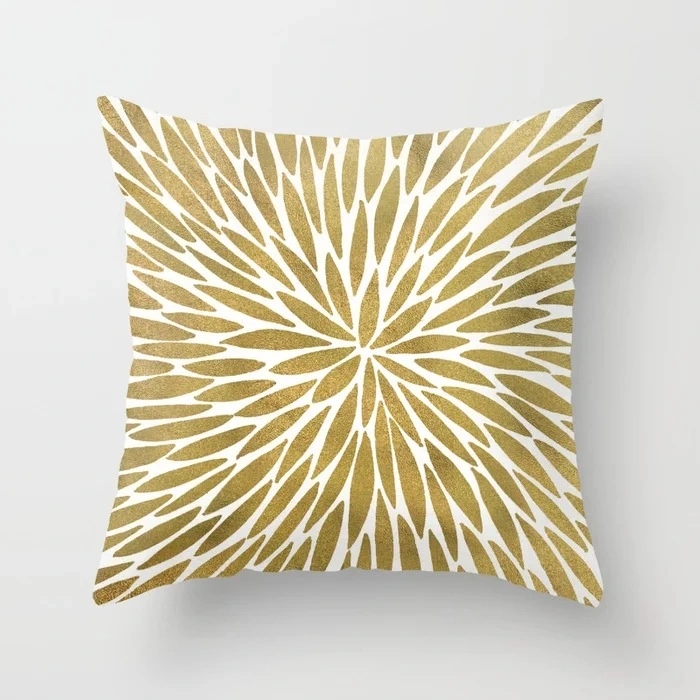 New Nordic Style Golden Leaf Peach Skin Polyester Pillowcase