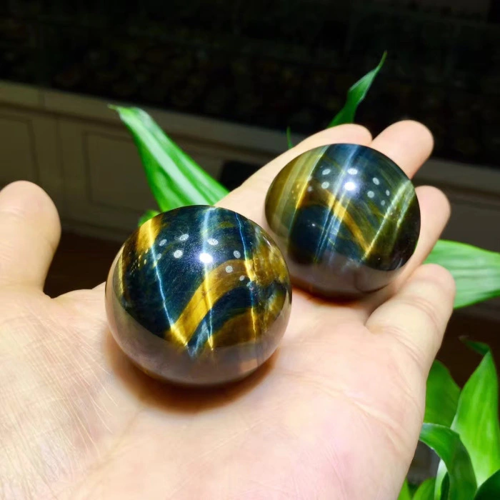 Natural Yellow And Blue Tiger Eye Crystal Ball Pendant