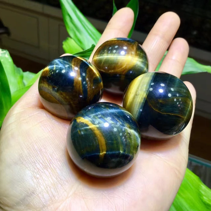 Natural Yellow And Blue Tiger Eye Crystal Ball Pendant