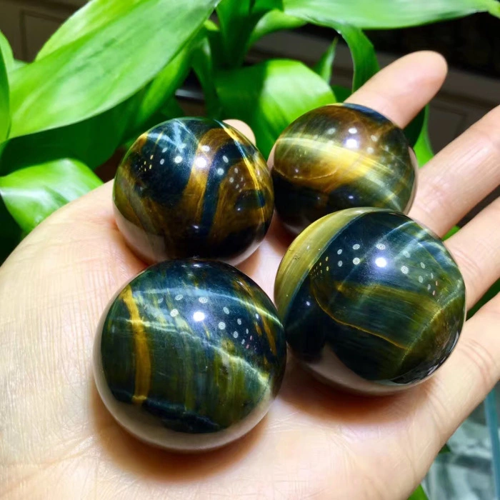 Natural Yellow And Blue Tiger Eye Crystal Ball Pendant