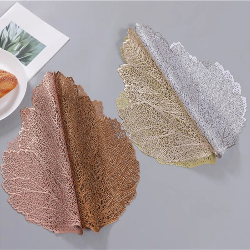 Creative Solid Color Nordic Heat Insulation Western Food Mat Hollow Plant Leaves Non-slip