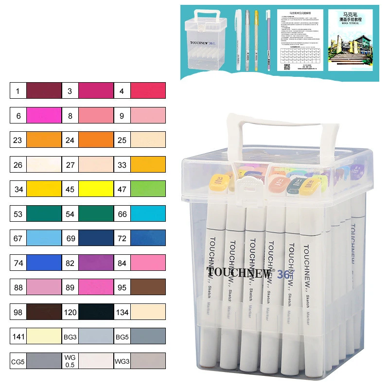 TOUCH NEW7 Generation Double-headed Oily Marker Set Student Painting Colored Pen Gift Box