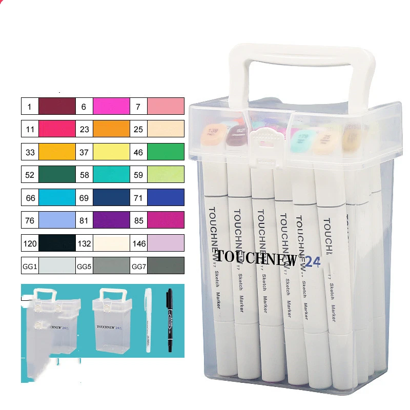TOUCH NEW7 Generation Double-headed Oily Marker Set Student Painting Colored Pen Gift Box