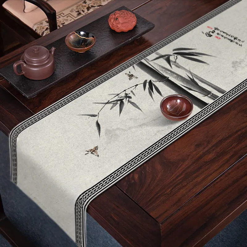 Cotton And Linen Tea Mat Zen Waterproof Cloth Table Runner