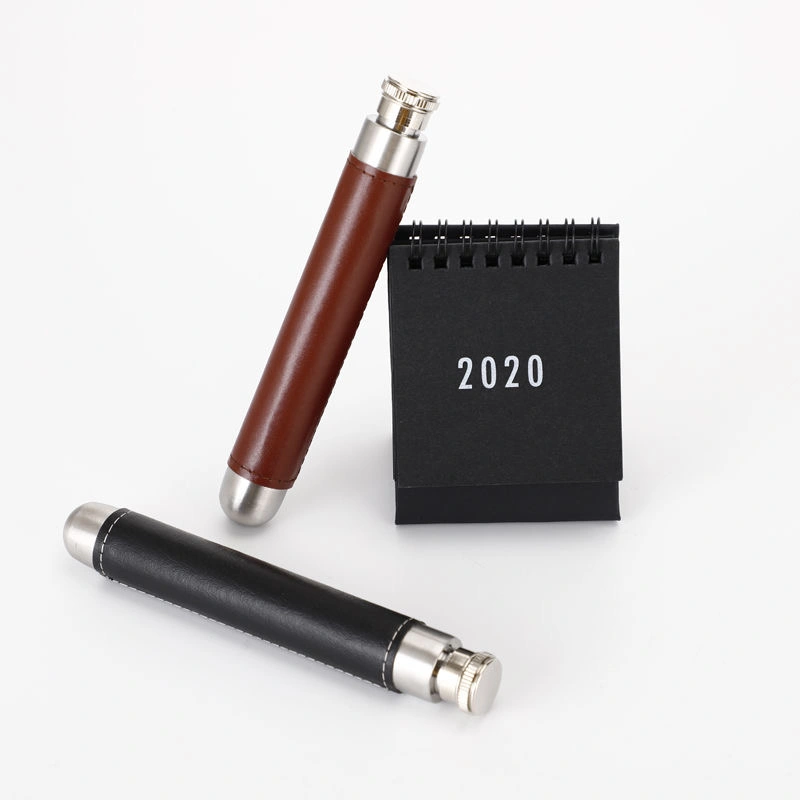 Portable Outdoor Leather Covered Stainless Steel Wine Tube