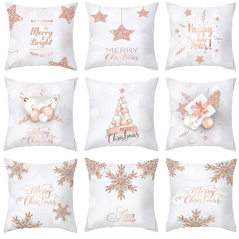 Fashion Peach Skin Snowflake Cushion Cover