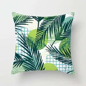 Home Green Plants Tropical Fruit Peach Skin Pillowcase Bedside Cushion Sofa Pillow