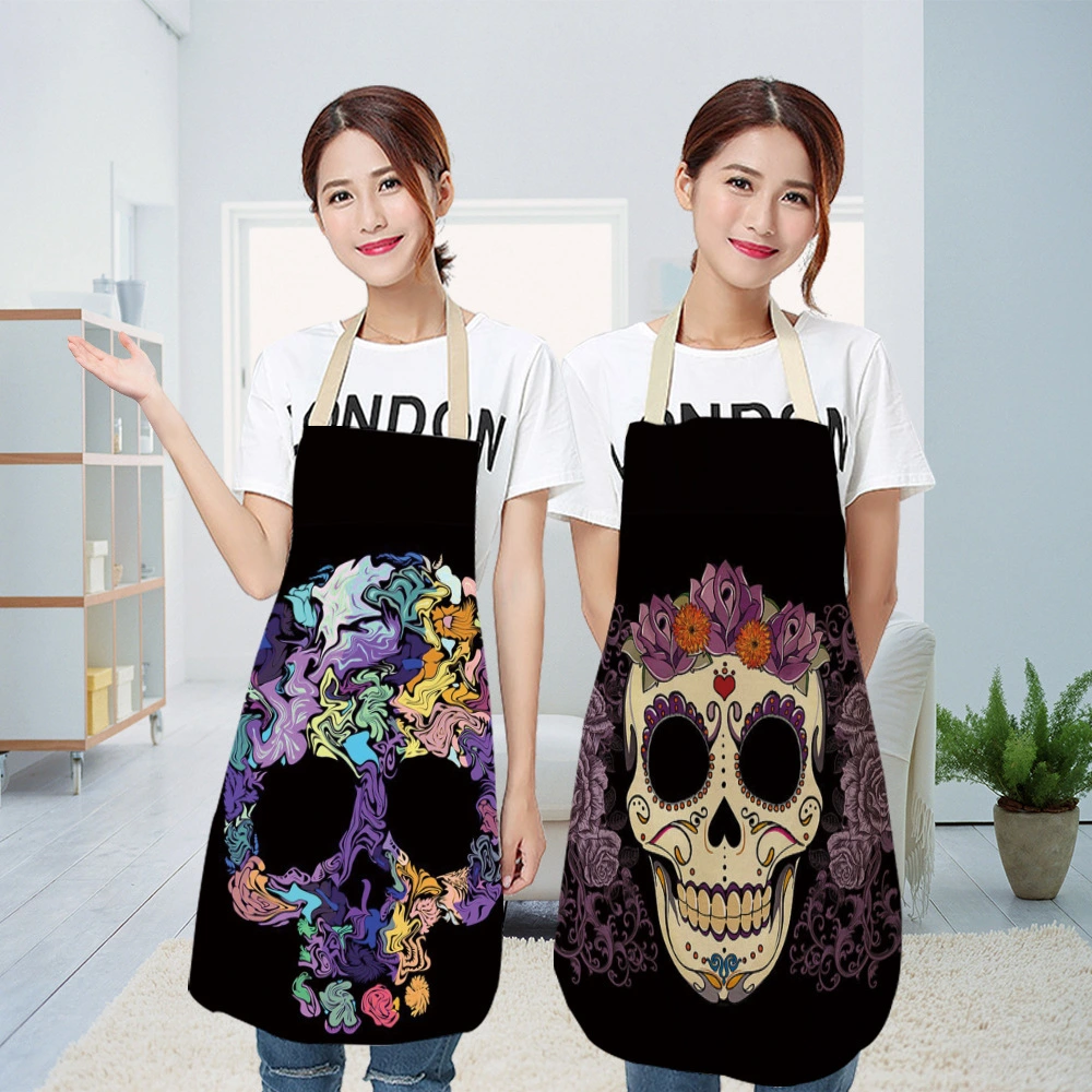 Creative Cotton And Linen Cartoon Skull Series Apron