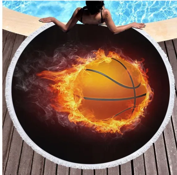 Basketball Football Round Microfiber Beach Towel